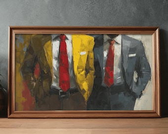 Abstrakte Männer in Anzügen Druck: Moderne Büro Deko (Digitaler Download)