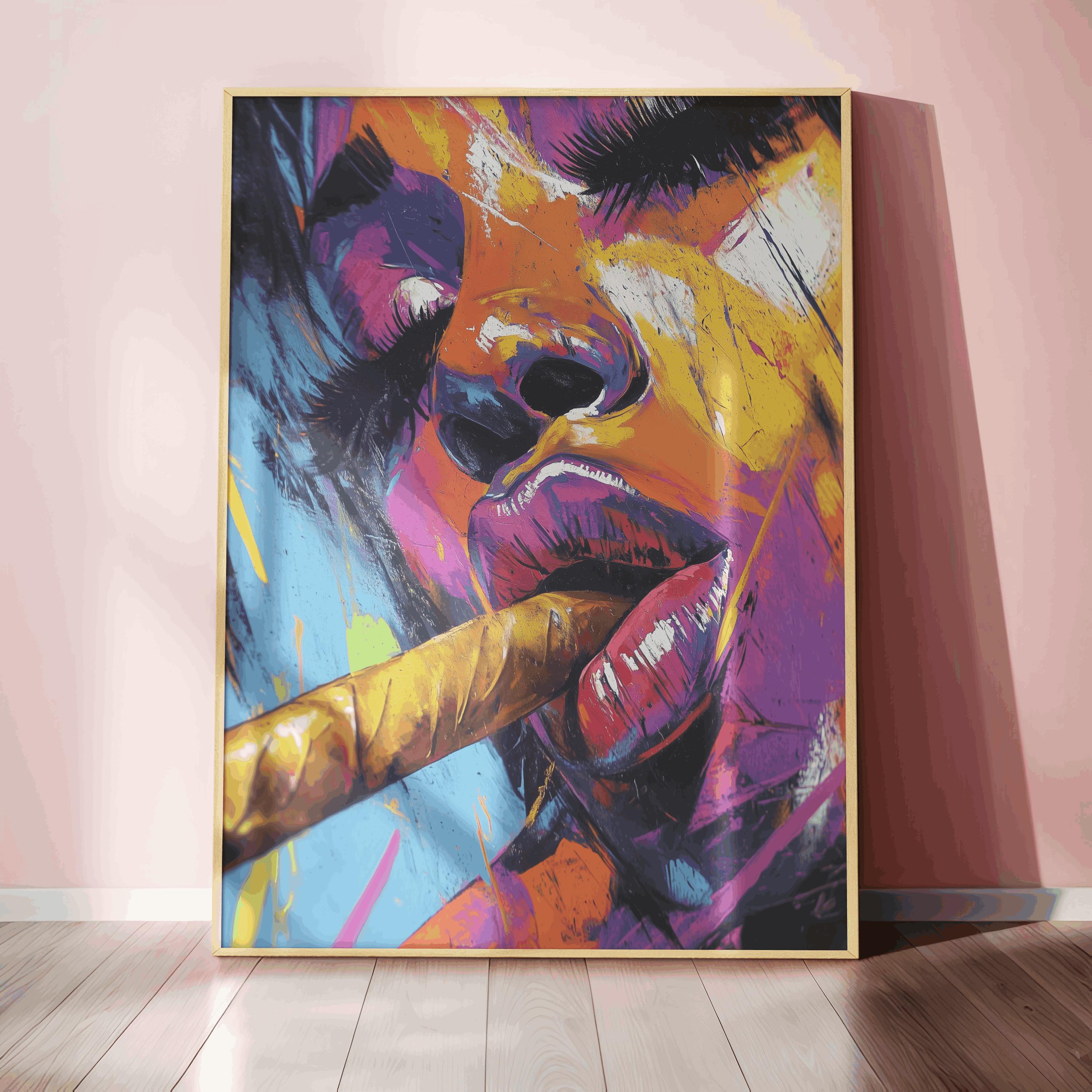 Colorful Black Woman Smoking Wall Art Edgy Pop Art Canvas Print ...