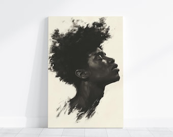 Black Man Portrait Wall Art For Minimalist African Inspired Interior Modern Home Decor Gift Idea For Afrocentric Art Lover