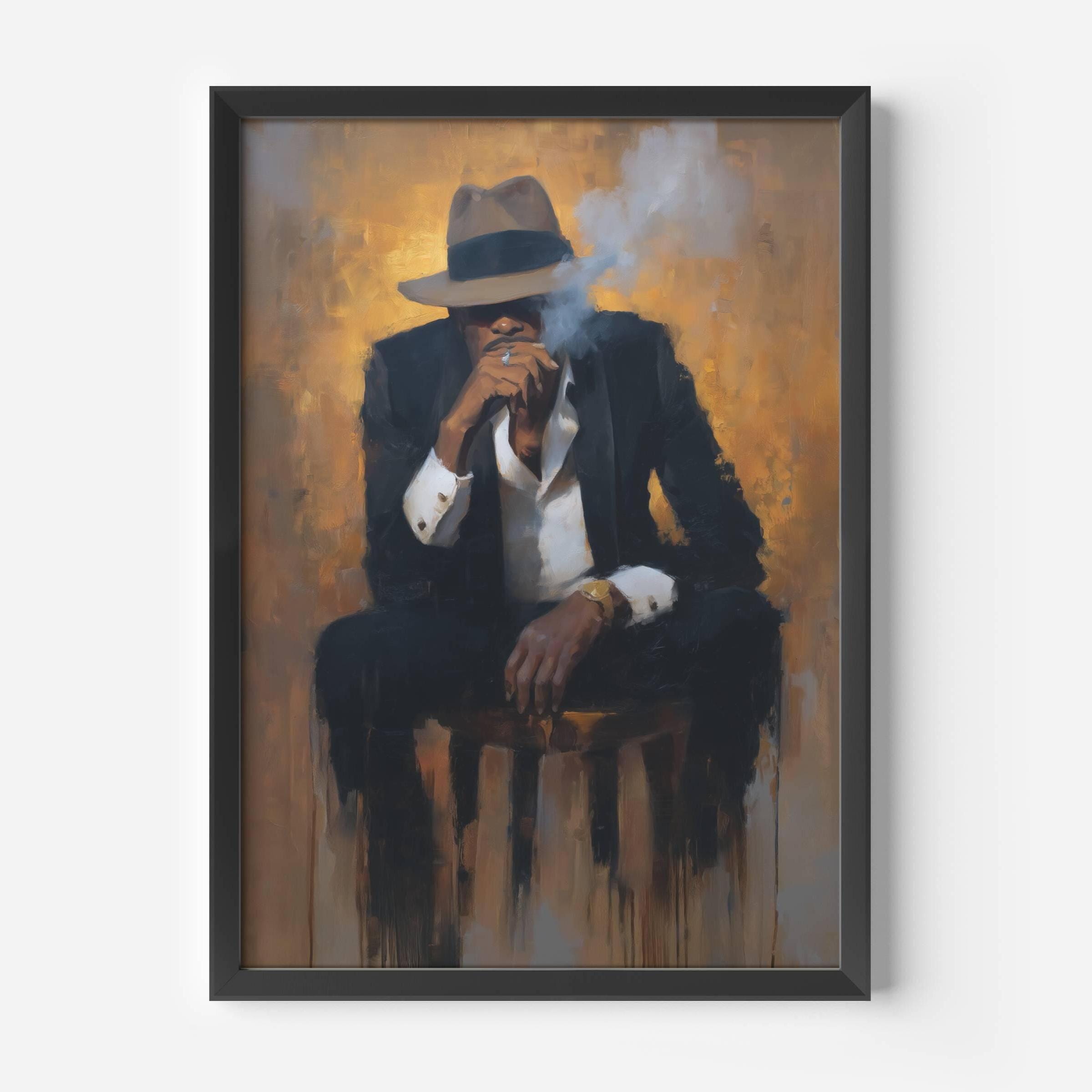 painting of man smoking cigarette Smoking Man Painting