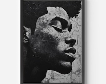 Black Man Portrait: Textured Abstract Art Print (Digital Download)
