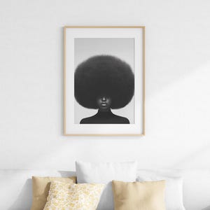 Black and White Afro Art Print Empowering Black Woman Art Minimalist Natural Hair Art Afrocentric Home Decor African American Art image 8