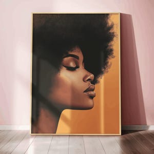 Black woman portrait art Afrocentric Woman Wall Art For Luxury Interior afro art earth tones ethnic wall art African American woman