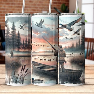 Duck Hunting Tumbler Wrap, Hunter Scene Sublimation PNG Digital Download, Duck Hunting 20oz Skinny Straight Tumbler Design, DIGITAL DOWNLOAD