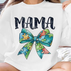 Autism Awareness Bow Mama PNG: Sublimation Design (Digital Download)
