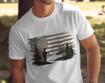 Distressed American Flag Fishing Design: PNG File (Digital Download)