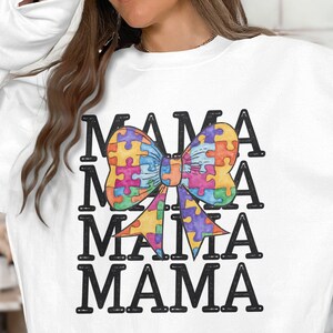 Autism Awareness Bow Mama PNG - Sublimation Design (Digital Download)