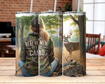 Camo Girl Hunter 20oz Tumbler Wrap PNG (Digital Download)