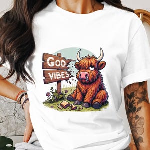 Grumpy Highland Cow Png, Cranky Coffee Lover Png, Fluffy Cow Grumpy Humor Graphic Sublimation Design, Cow Lover Png