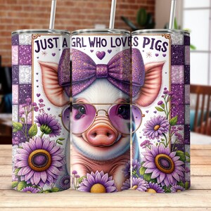 Just A Girl Who Loves Pigs Tumbler Wrap, Cute Pig 20oz Skinny Tumbler Wrap PNG, Funny Pig Tumbler Wrap PNG, Sublimation Tumbler Design