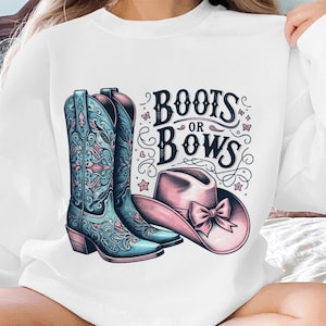 Boots Or Bows Gender Reveal PNG, Retro Cowgirl Cowboy Shower Reveal Party PNG, Western Sublimation, Rodeo Country Design