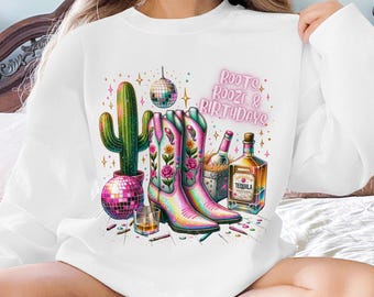 Nashville Cowgirl Birthday PNG: Boots, Booze, Nash Bash (Digital Download)