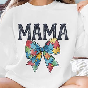 Autism Awareness Mama Bow PNG: Coquette Shirt Design (Digital Download)