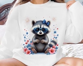July 4th Racoon PNG: Funny Patriotic Design (Digital Download)
