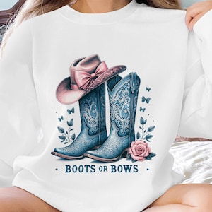 Boots Or Bows Gender Reveal PNG, Retro Cowgirl Cowboy Shower Reveal Party PNG, Western Sublimation, Rodeo Country Design