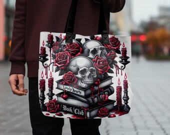 Gothic Romance Book Club PNG: Skulls, Roses Design (Digital Download)