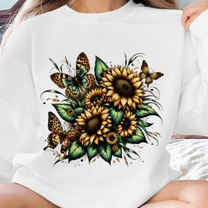 Sunflowers Leopard Digital PNG, Floral Sublimation Design, Leopard Print Flower Digital Download