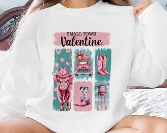 Watercolor Highland Cow Valentines PNG: Western Sublimation Design (Digital Download)