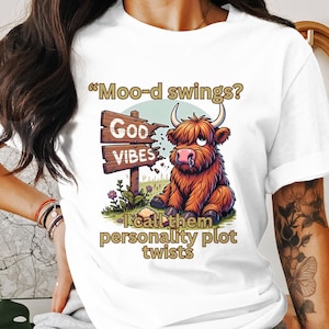 Grumpy Highland Cow Png, Cranky Coffee Lover Png, Fluffy Cow Grumpy Humor Graphic Sublimation Design, Cow Lover Png