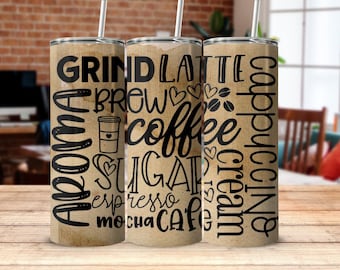 Coffee Lover 20 Unzen Tumbler Wrap: Sublimation PNG (Digitaler Download)