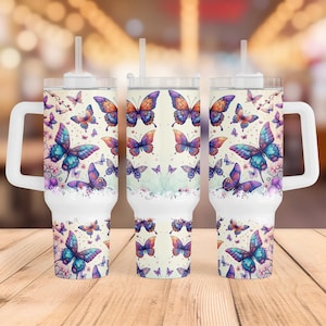 Floral Butterfly 40Oz Tumbler Wrap, Butterfly Sublimation Tumbler Design, butterfly 40Oz Png Digital Download, Butterfly Nature 40Oz Tumbler