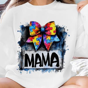 Autism Mom Png: Coquette Bow Mama, Awareness Ribbon (Digital Design)