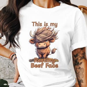 Grumpy Highland Cow Png, Cranky Coffee Lover Png, Fluffy Cow Grumpy Humor Graphic Sublimation Design, Cow Lover Png