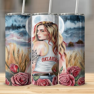 Oklahoma Tumbler Wrap, Oklahoma Girl 20oz Skinny Tumbler Design, Sooner State Sublimation Straight 20oz Tumbler Design File