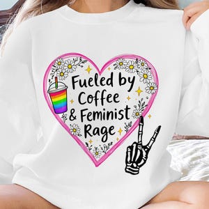 Feminist Skeleton Coffee Rage PNG: sublimatieontwerp (digitale download)