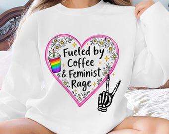 Feministiskt skelettkaffe-ilska PNG: Sublimeringsdesign (digital nedladdning)