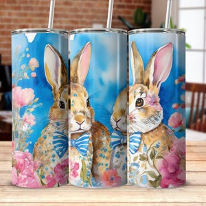 Coquette Easter Bunny 20oz Tumbler Wrap: PNG Sublimation Design (Digital Download)