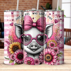 Just A Girl Who Loves Pigs Tumbler Wrap, Cute Pig 20oz Skinny Tumbler Wrap PNG, Funny Pig Tumbler Wrap PNG, Sublimation Tumbler Designvvvv