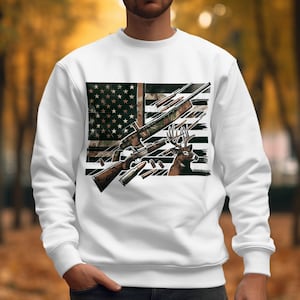 Hunting American Flag Sublimation PNG, Deer Rifle Digital Print, Patriotic Hunting Clipart, Bullet Vector Design, Instant Download