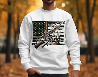 Hunting American Flag PNG: Deer Rifle Sublimation Design (Digital Download)