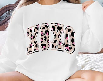 XOXO Valentine PNG: Wzór sublimacji z nadrukiem w panterkę (pobranie cyfrowe)