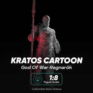 Kratos Cartoon - God Of War Ragnarök | Maximaal gedetailleerd 12K 3D-geprint figuur