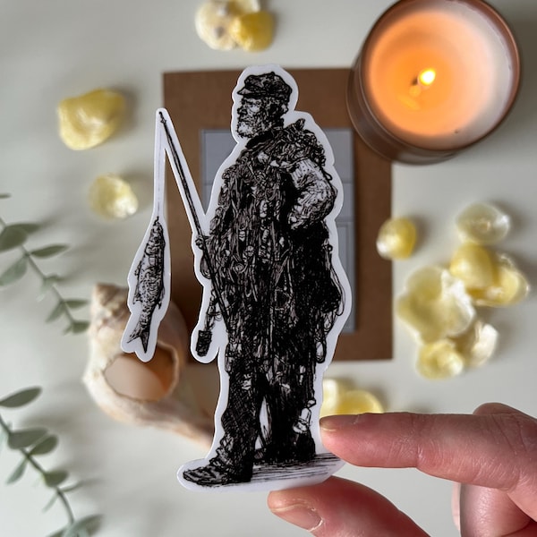 Pegatina de pescador / Regalos para él / Regalo de pesca / Vinilo mate impermeable