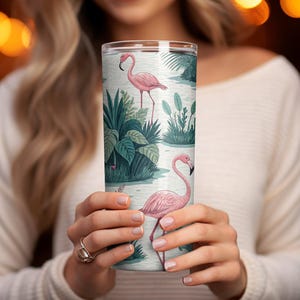 Flamingo Becher Wrap: Tropical Pink Design (Digitale Datei)