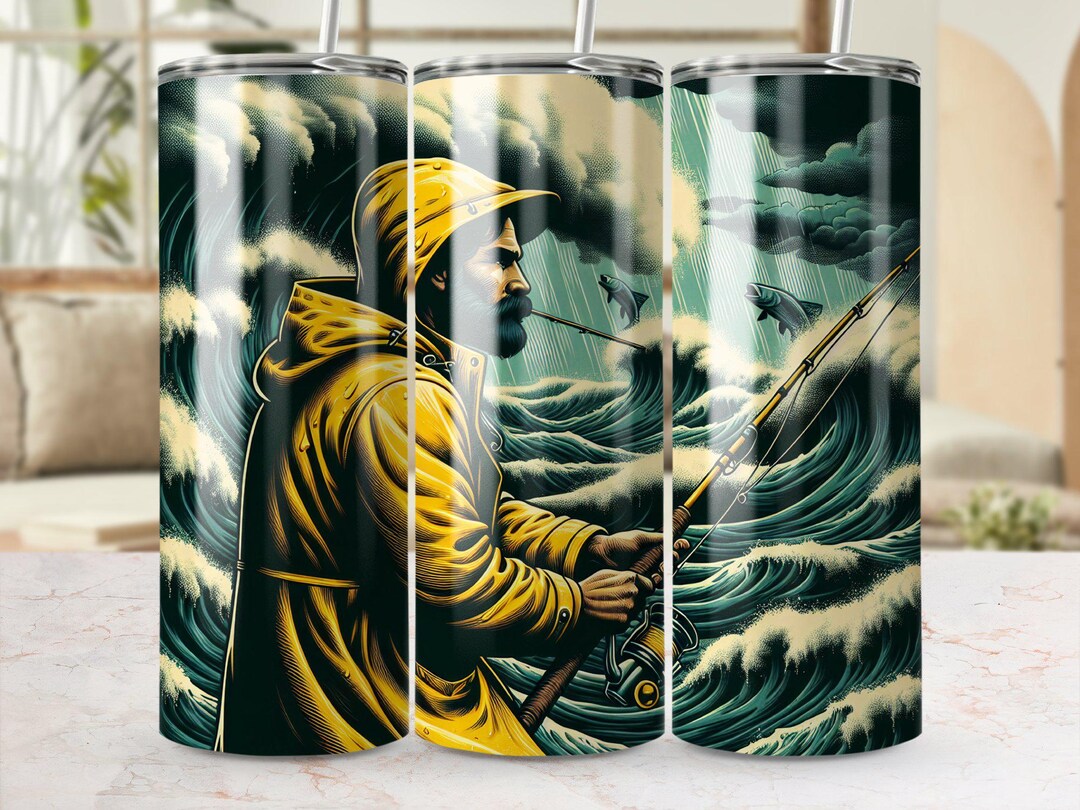Fisherman Tumbler Wrap Digital Download, Ocean Fishing 20oz Skinny ...