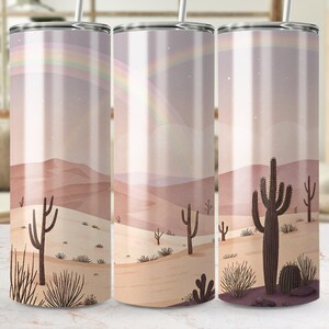 Desert Cactus Tumbler Wrap PNG: Rainbow Landscape (Digital Download)