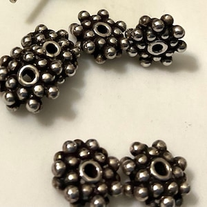 Bali 2x Daisy Spacer Beads 925 Sterling Silver Beads, Spacer Beads as small as 3mm. Daisy Spacers, Oxidized Silver Beads and Findings (5)