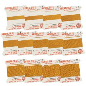 AMBER Griffin Silk Bead Cord Thread make Silk Tassels, Pearl Knotting Cord, Macrame Knotting Cord. Carded Silk 2 Meters with Needle