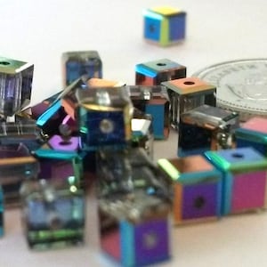 4mm Vitrial Medium 5601 Swarovski Crystal Cube Square Beads (40)