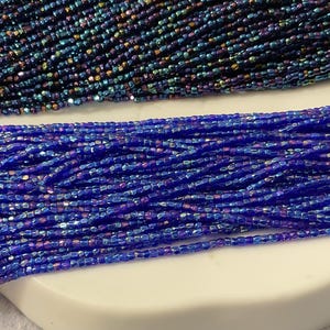 Madeja de 12 hebras cortadas en 3 piezas, de cristal checo, para bordar, tejer, crochet y coser a mano, en cobalto transparente