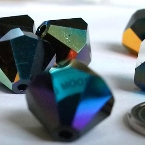 10mm Jet (Black) AB 5301 Swarovski Crystal Bicone Beads (14)