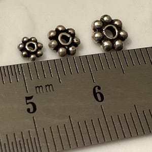 Bali 3mm, 4mm, 5mm Daisy Spacer Beads 925 Sterling Silver Daisy Spacers, Oxidized Silver Beads and Jewelry Findings