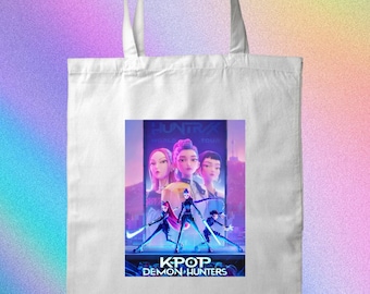 Kpop Demon Hunters Tote Bag, Custom Personalized Shoulder Book Bag, Add Your Own Image