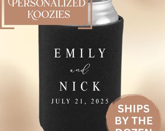 Personalized Wedding Koozies - Custom Printed 12oz Can Coolers for Party Favors and Weddings, Pack of 12