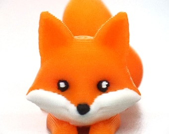 Mini Fox Desk Pet Figurine, 3D Printed, Desk Toys and Accessories, Orange Mini Fox
