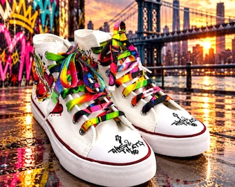 Unisex Urban Canvas Sneakers with Graffiti Street Art